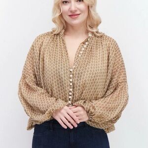 KOURT Chic Button-Up Blouse in Gold